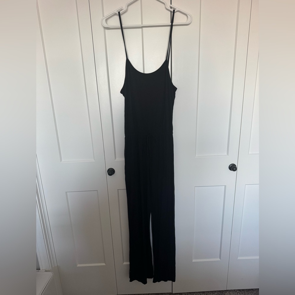 Agnes & Dora Black Spaghetti-Strap Wide-Leg Jumpsuit